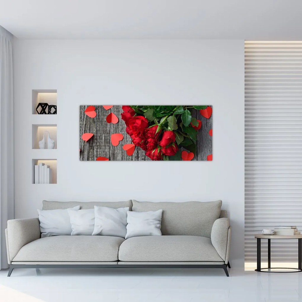 Tablou cu trandafiri (120x50 cm), în 40 de alte dimensiuni noi