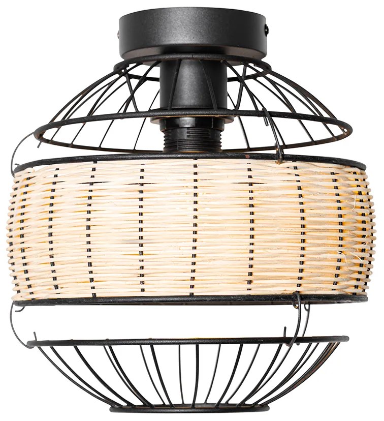 Plafoniera orientala neagra cu ratan 25 cm - Emir