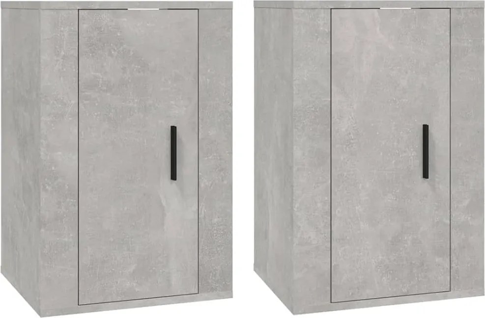 vidaXL Dulapuri TV montate pe perete, 2 buc., gri beton, 40x34,5x60 cm