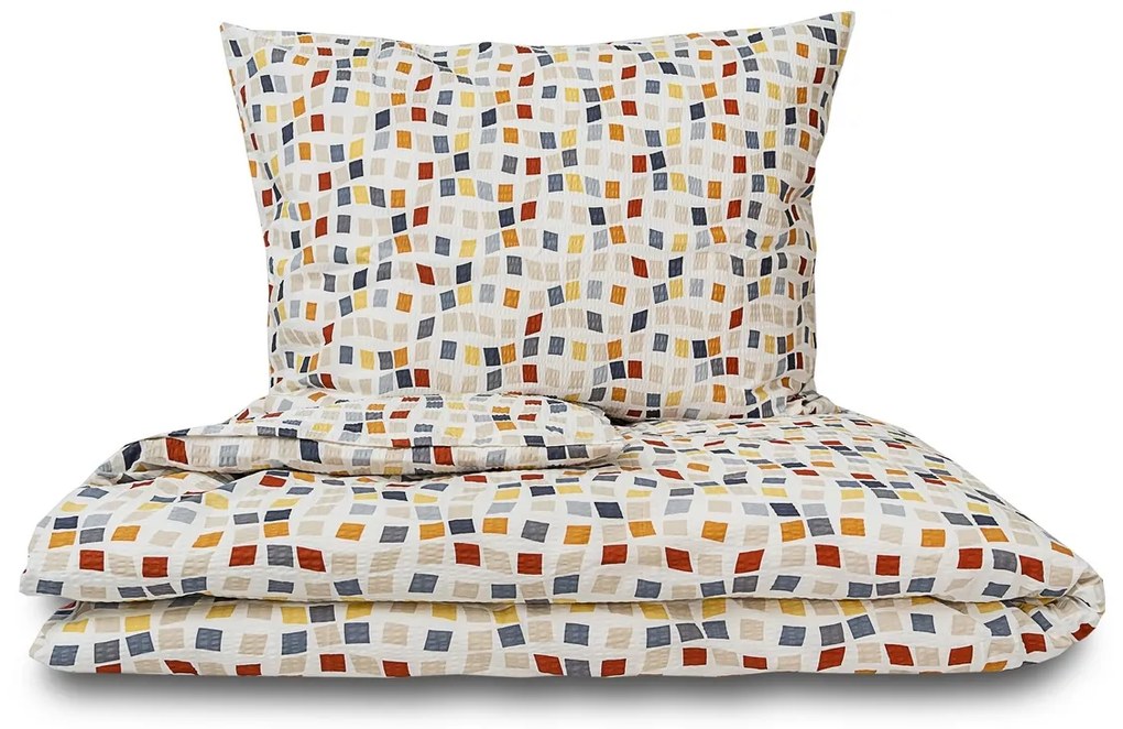 Lenjerie de pat din bumbac crep Kvalitex Mozaic, 220 x 200 cm, 2x 70 x 90 cm, 220 x 200 cm, 2 buc. 70 x 90 cm