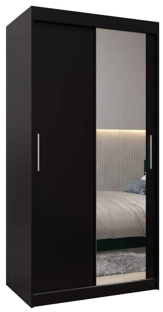 Dulap de haine 100 cm Toki 2 (negru mat + negru mat). 1064962