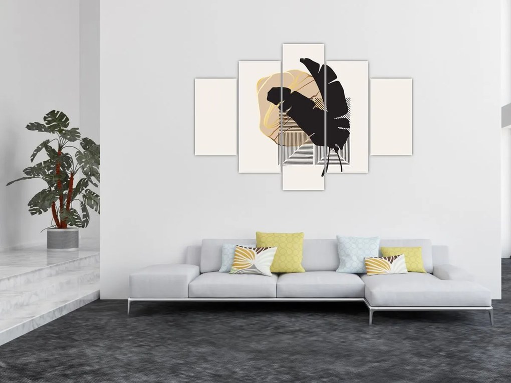 Tablou - Abstracție cu frunze tropicale N⁰4 (150x105 cm)