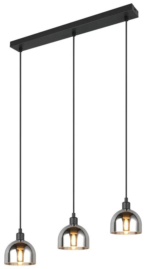 Lustră neagră/argintie cu abajur din sticlă Molly – Reality