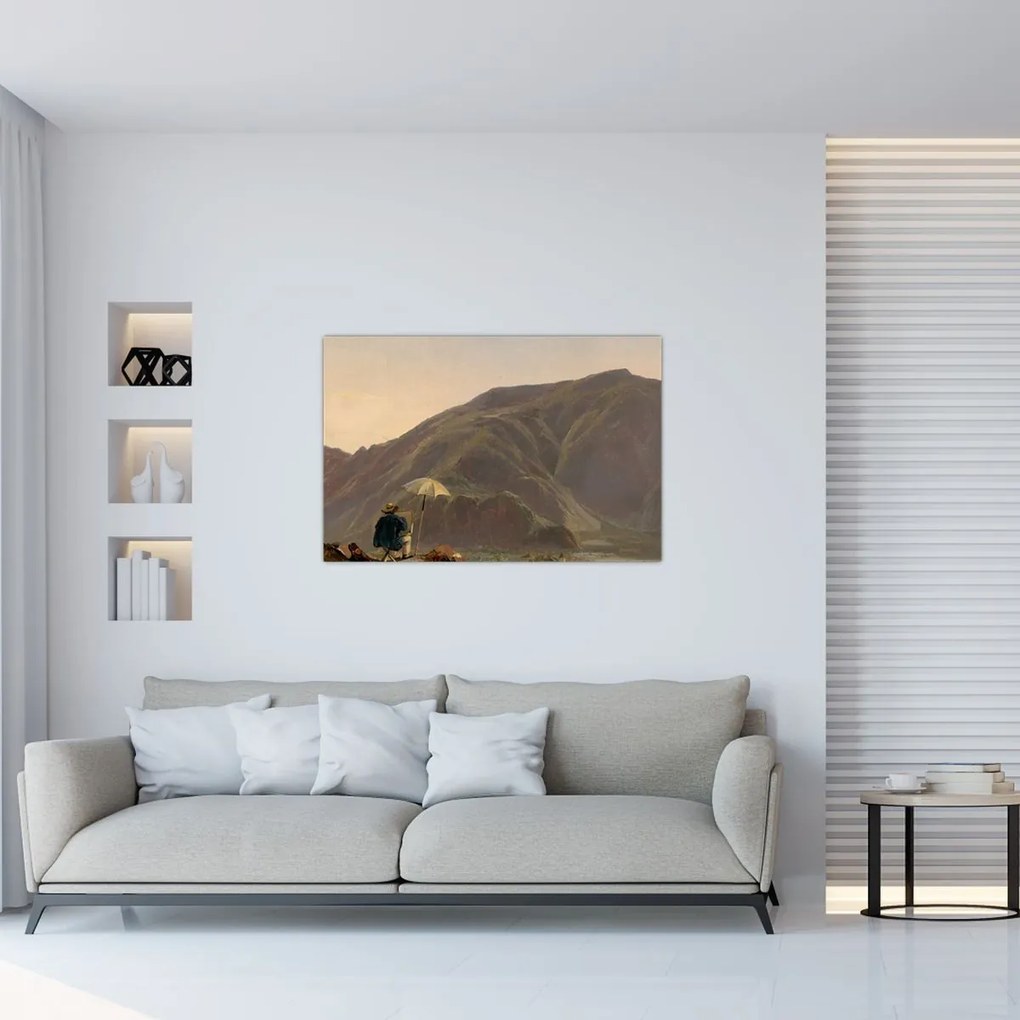 Tablou - Jules Coignet, View of Bozen with a Painter, reproducere (90x60 cm)