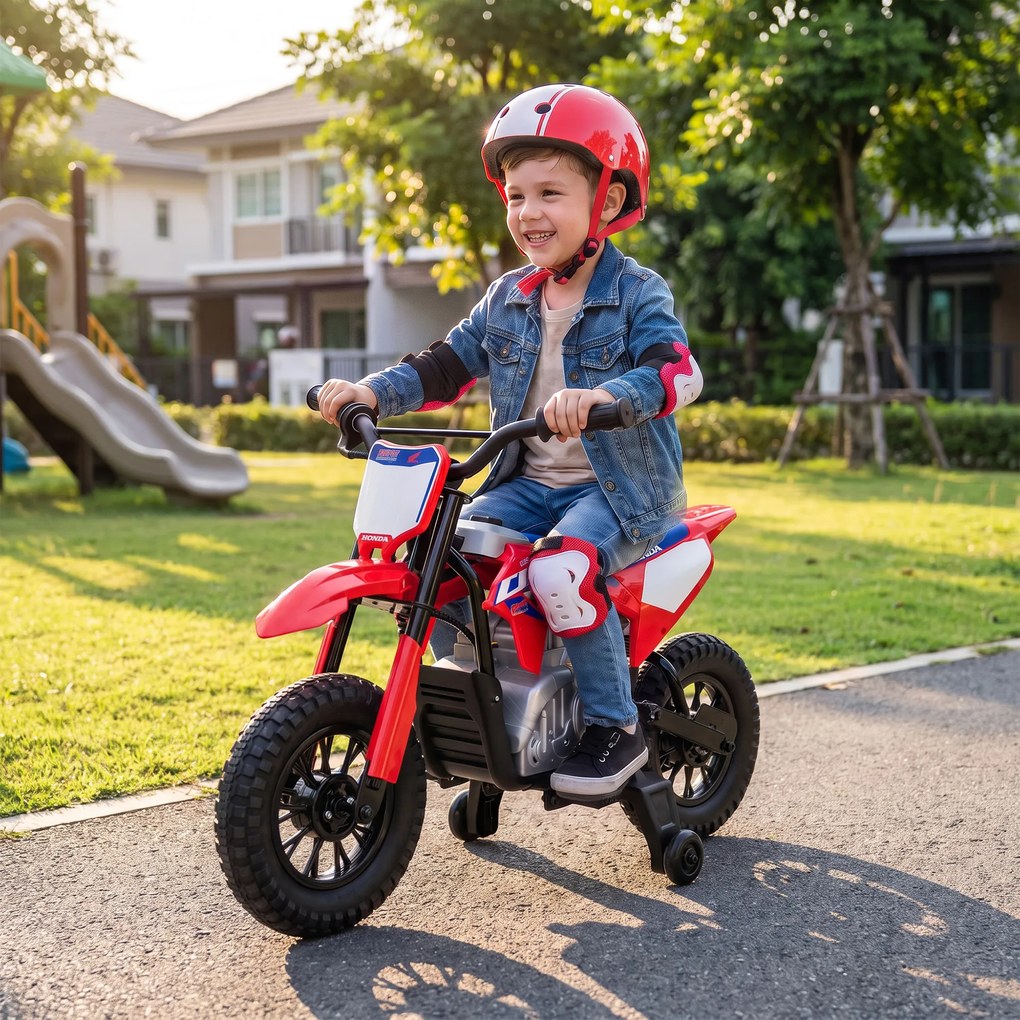 AIYAPLAY Motocicletă electrică pentru copii 3+ ani, Honda CRF 450R cu licență, 12 V, baterie cu litiu, suspensie, roșu | Aosom Romania