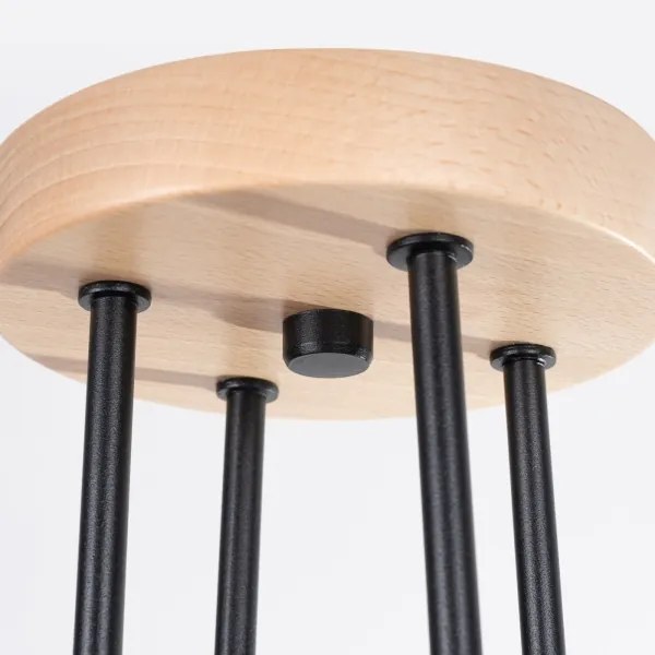 Lustră aplicată Sollux SL.1669 TIMBO 4xE27/15W/230V negru/bej/fag