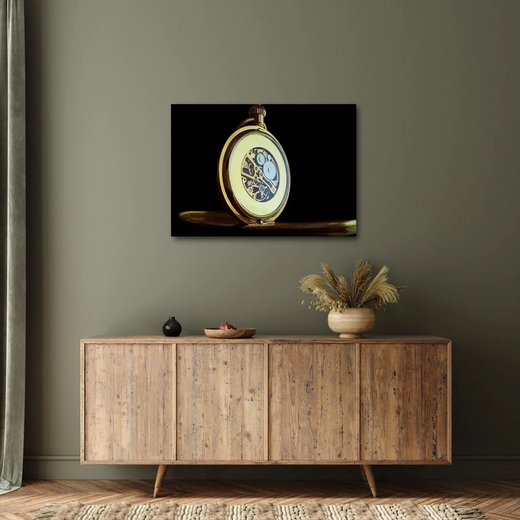 Tablou cu ceas de buzunar de aur (70x50 cm)