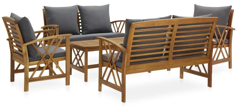 vidaXL Set mobilier grădină cu perne, 5 piese, lemn masiv de acacia