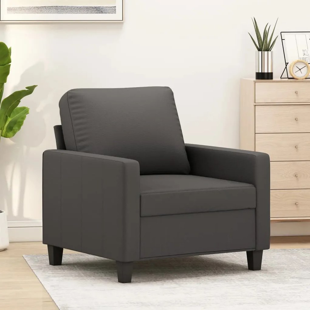 348664 vidaXL Canapea de o persoană, gri, 60 cm, piele ecologică