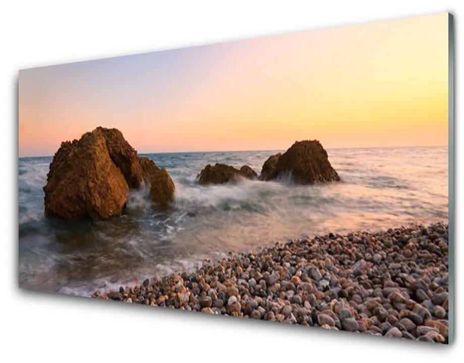 Tablouri acrilice Rock pietre Marea Peisaj Maro Gri Albastru