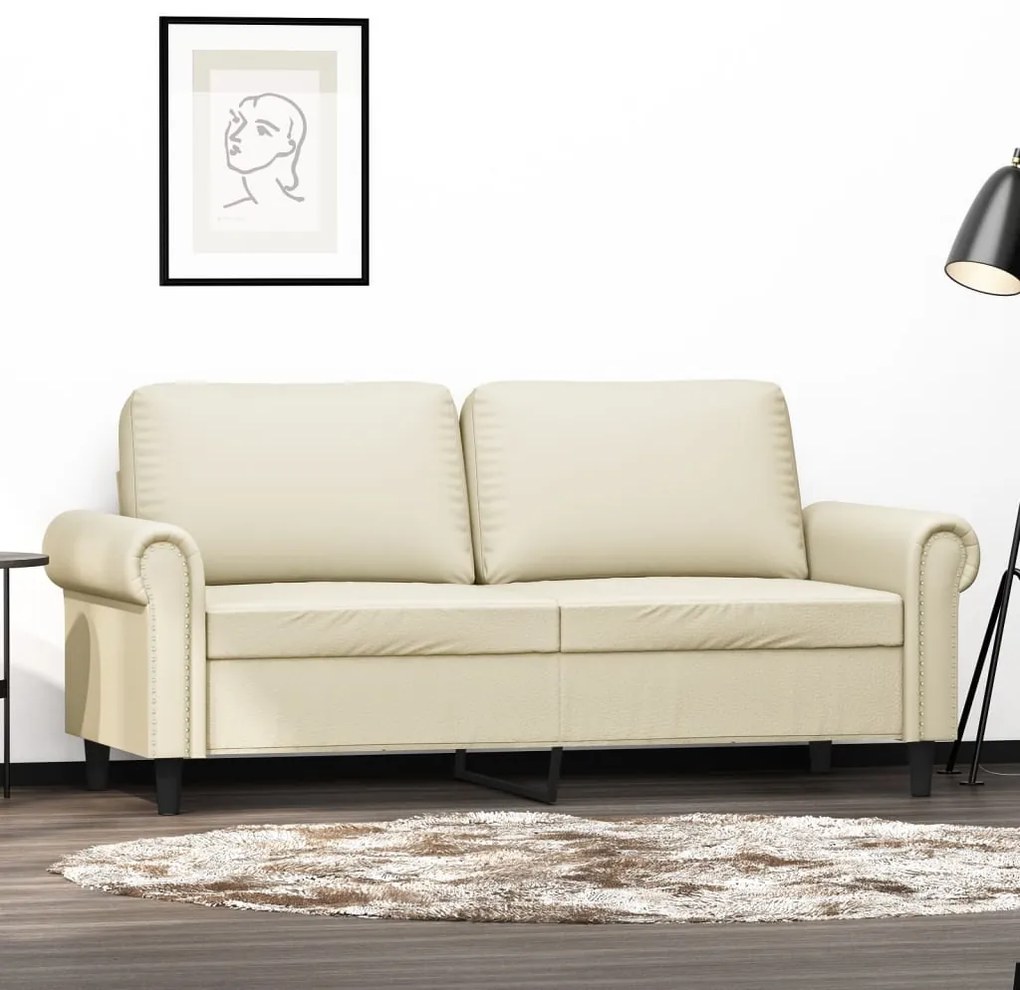 vidaXL Canapea cu 2 locuri, crem, 140 cm, piele ecologică