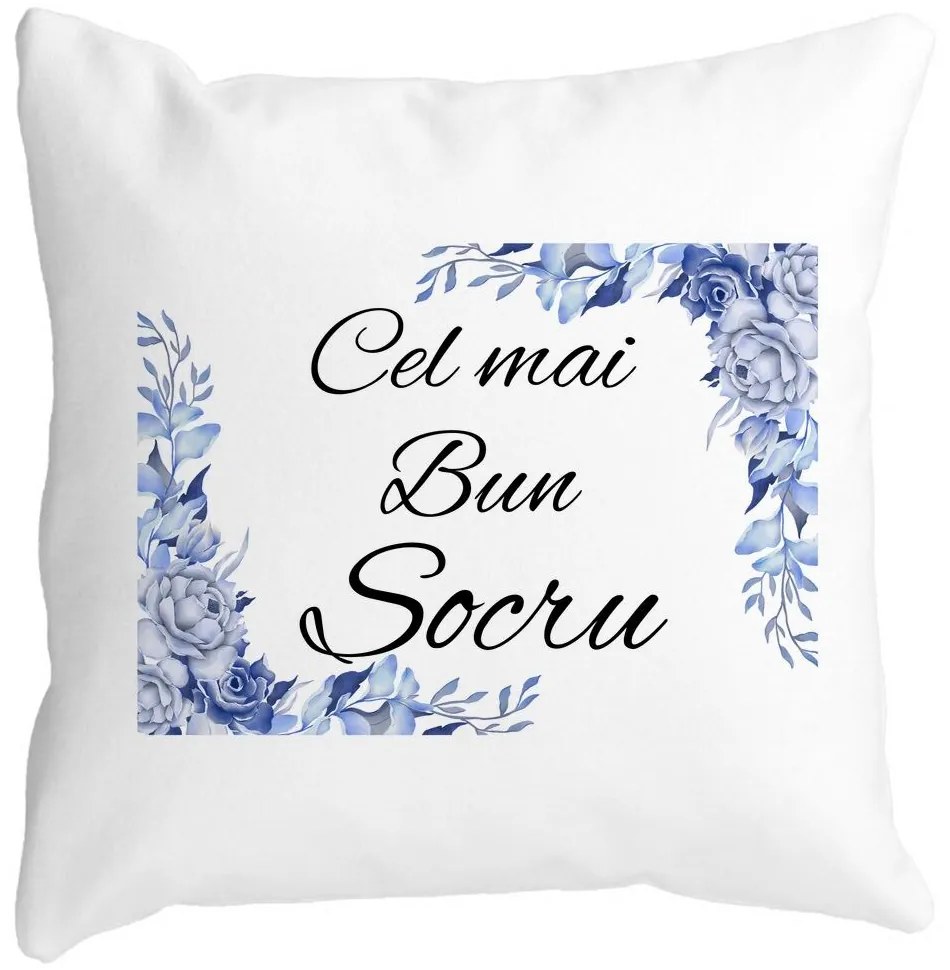 Perna Decorativa pentru Socrul 2, 40x40 cm, Alba, Mata, Husa Detasabila, Burduf