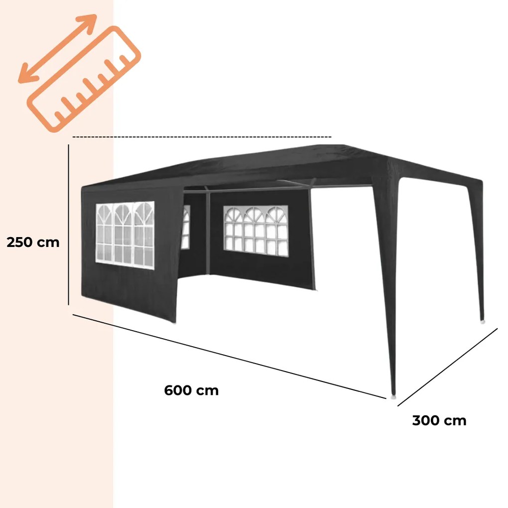 Cort de petrecere NEAPOL, 3x6m, antracit Jurhan