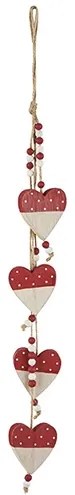 Ghirlanda decorativa Hearts din lemn si iuta 50 cm