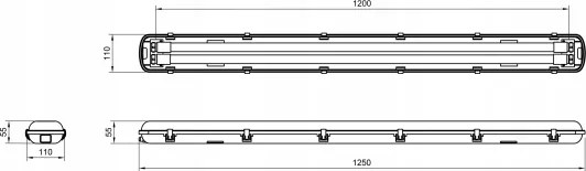 Corp de iluminat tehnic LED T8, 2 x soclu G13, 20 W, 230 V, 6500 K, 120 cm, IP65, alb