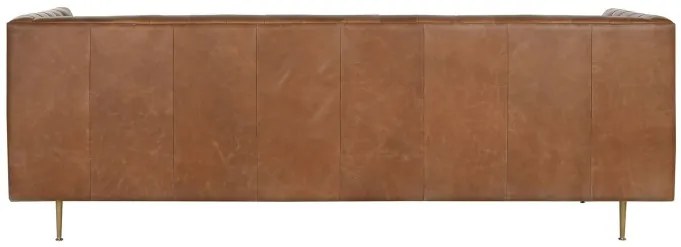 Canapea premium, 3 locuri, maro, din piele naturala, Alton