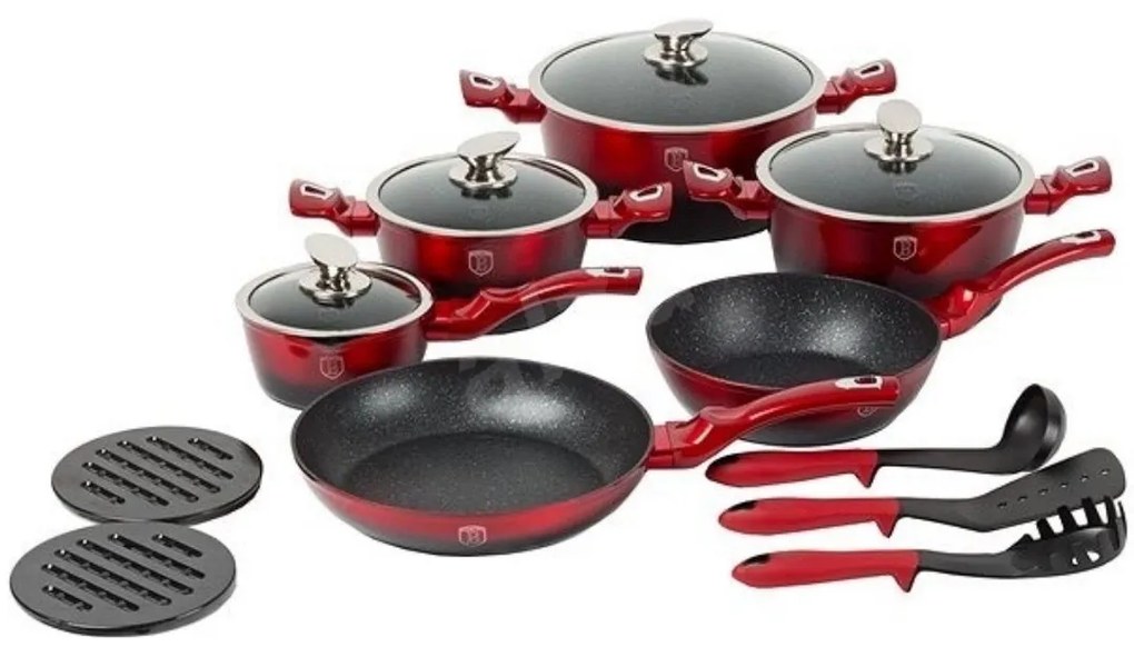 Set oale marmorate 15 piese Black Burgundy Line Berlinger Haus BH 1632N