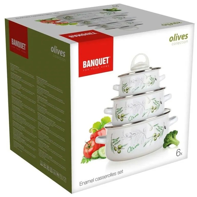 Banquet Set de 6 piese de vase smălțuite Olives