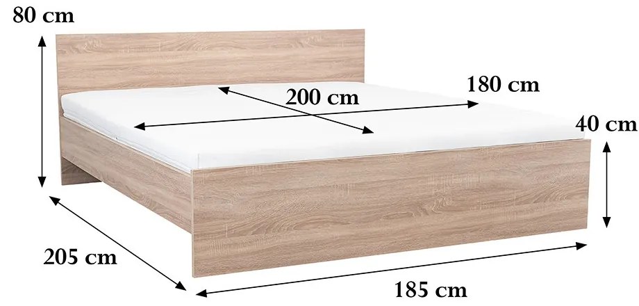 Pat dublu Miami fără cadru de pat 180x200 cm stejar sonoma-stejar sonoma