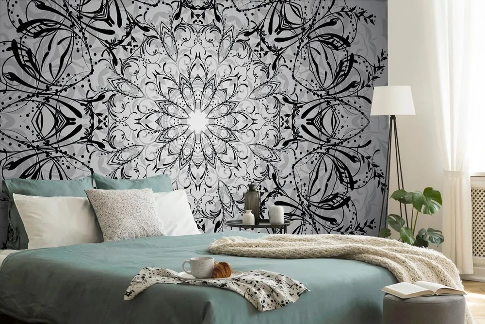 Tapet rozetă în design alb-negru