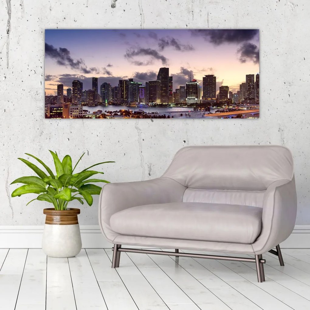 Tablou cu - metropolă cu zgârăie nori (120x50 cm)
