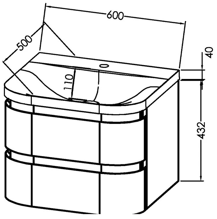 Set mobilier suspendat si lavoar, Kolpasan, Vittoria, 60 cm, gri inchis mat