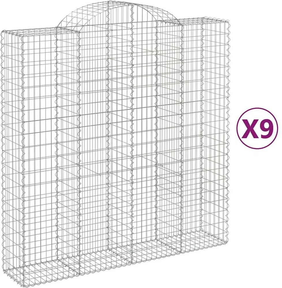 vidaXL Coșuri gabion arcuite, 9 buc 200x50x200/220 cm, fier galvanizat