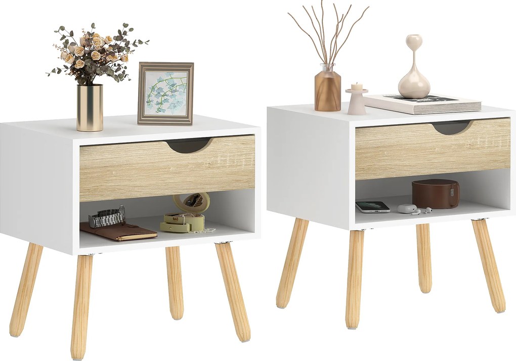 HOMCOM Noptiere Moderne cu Sertar și Raft, Design Modern și Funcțional, Ideal pentru Cameră de Dormit, Albastru | Aosom Romania