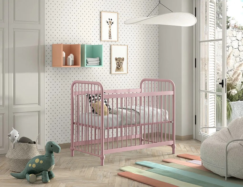 Pătuț Bebeluși BRONXX, Roz Prăfuit, 60 x 120 cm (Metal) – BRONXX – Vipack