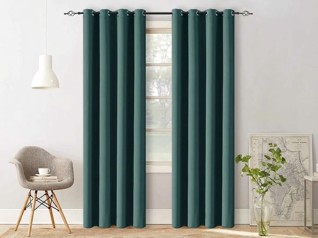 Draperie turcoaz OXFORD 140x250 cm Agatat: Inele metalice
