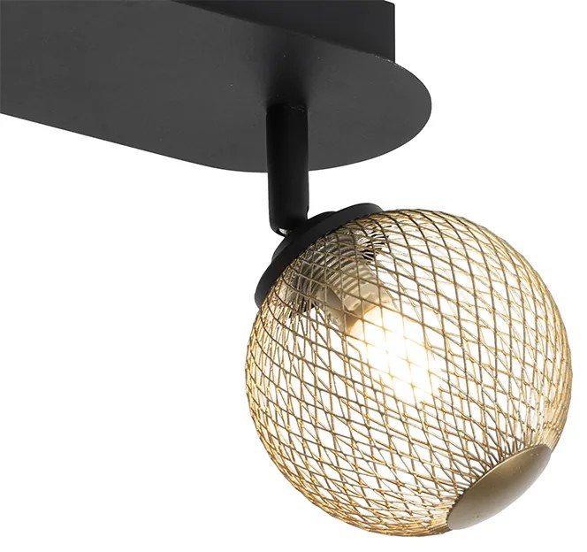 Spotlight negru cu auriu cu 2 lumini - Athens Wire