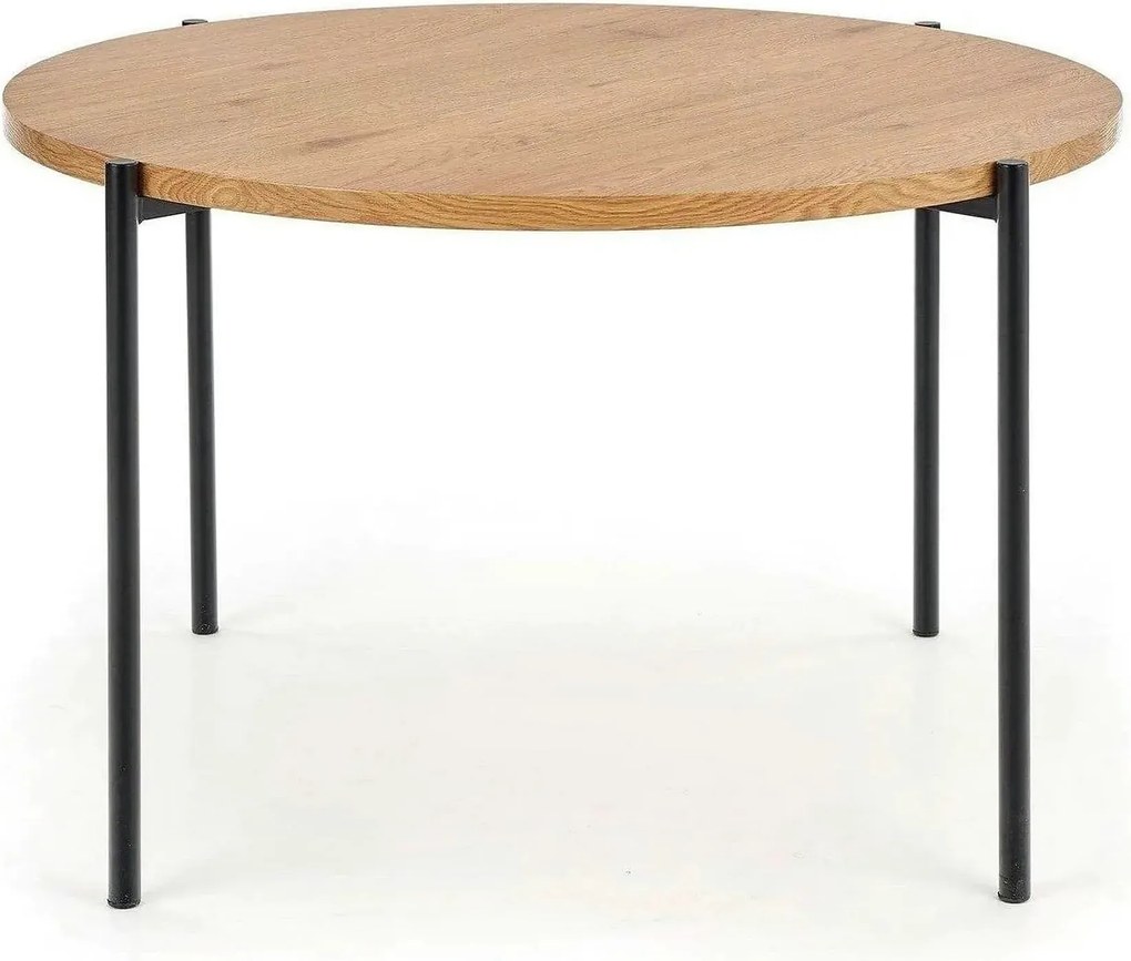 Masa MORGAN, stejar/negru, 120x120x76 cm