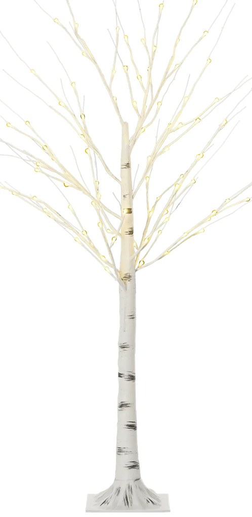 HOMCOM Pom de Crăciun cu Lumini LED și 12 Crengi pentru Interior și Exterior din PP și Metal, 22x22x150 cm, Alb | Aosom Romania