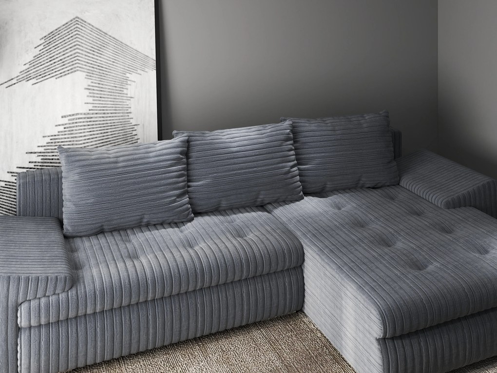 Colțar extensibil dumonde cu ladă de depozitare si sezut confortabil din spuma high-density, Leonardo Ambience Gri 260x185 cm II