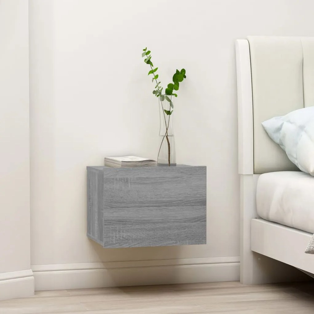 vidaXL Noptiere, 2 buc., gri sonoma, 40x30x30 cm, lemn prelucrat
