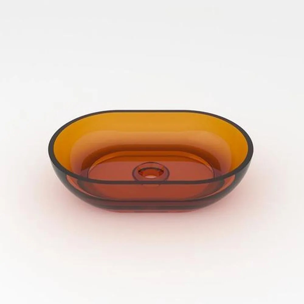 Lavoar pe blat Rune Mond oval 58 cm rasina maro-cupru