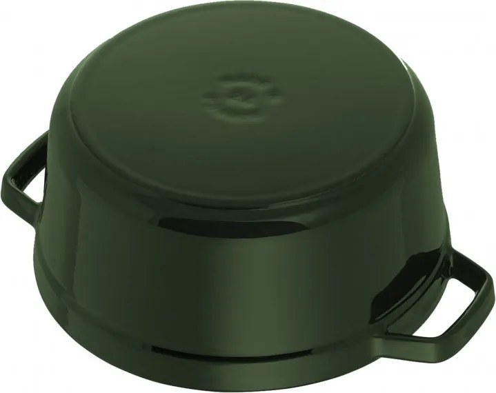 Oala din fonta Staub La Cocotte 40509-361-0, 6,7 l, 28 cm, de la -20°C pana la 260 °C, Emailata, Capac cu structura anti-picaturi, Toate plitele inclusiv inductie, Verde