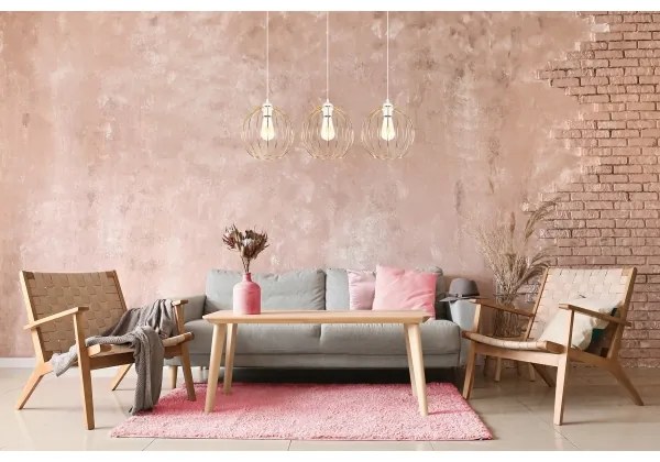 Lustră pe cablu MATT 3xE27/60W/230V albă/aurie