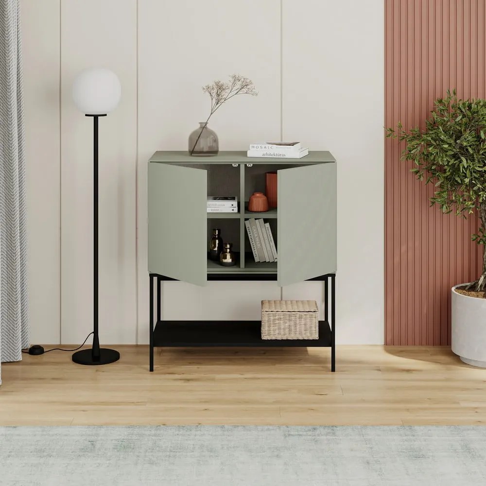 Dulap verde/negru 80x90x40 cm Amira – Marckeric