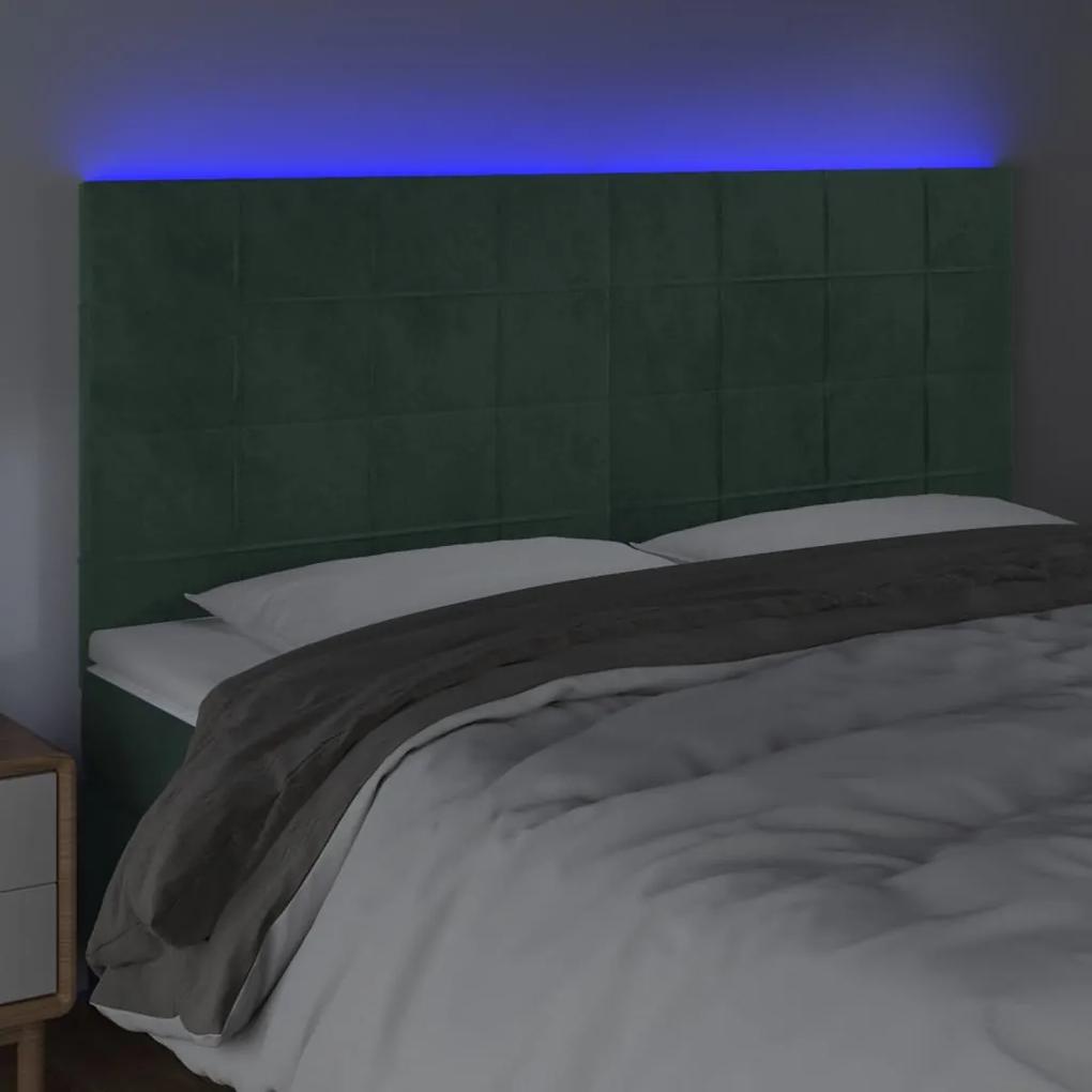 Tablie de pat cu LED, verde inchis, 180x5x118 128 cm, catifea 1, Verde inchis, 180 x 5 x 118 128 cm