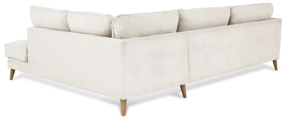 Colțar alb cu tapițerie din catifea reiată (cu colț pe partea dreaptă) Paris – Scandic