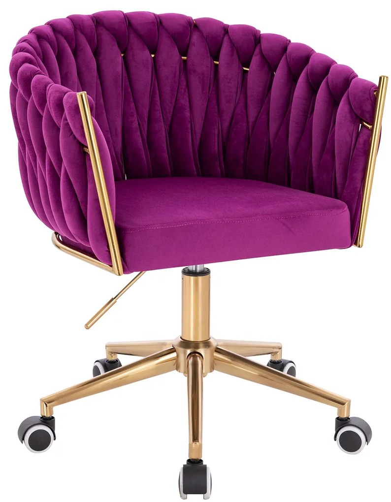 HR750K Scaun Fucsia din Catifea cu Bază Aurie