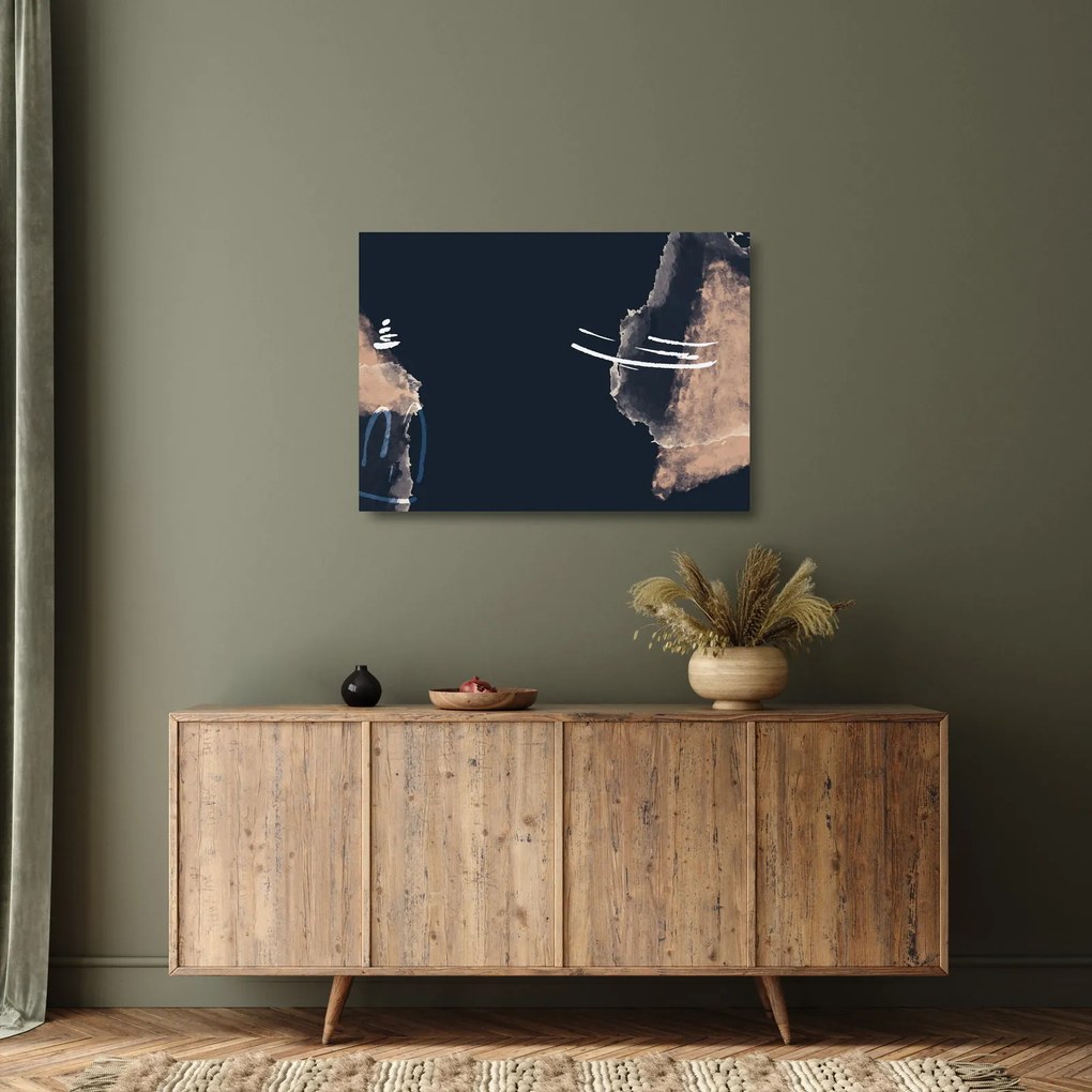 Tablou pe sticlă - Abstracție albastru închis (70x50 cm)