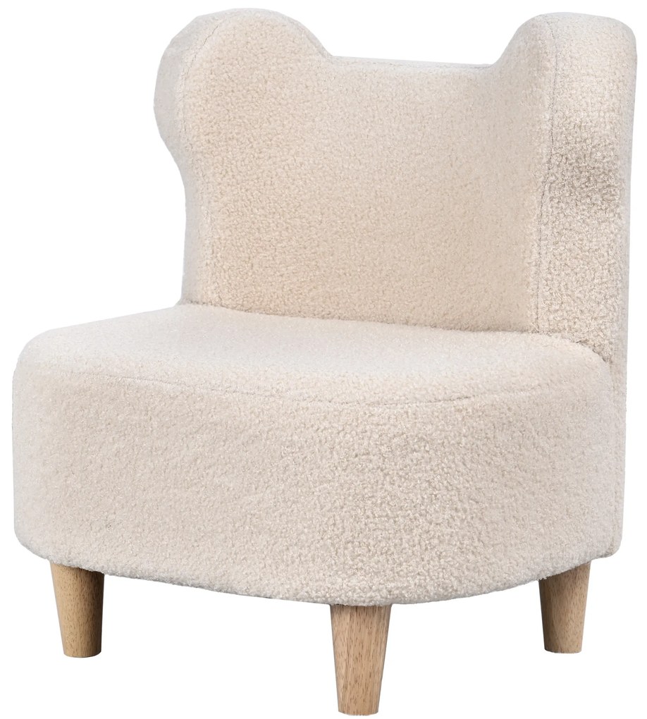 AIYAPLAY Scaun pentru copii, fotoliu din pluș cu urechi de urs, acoperire din fleece, spumă, Bej | Aosom Romania