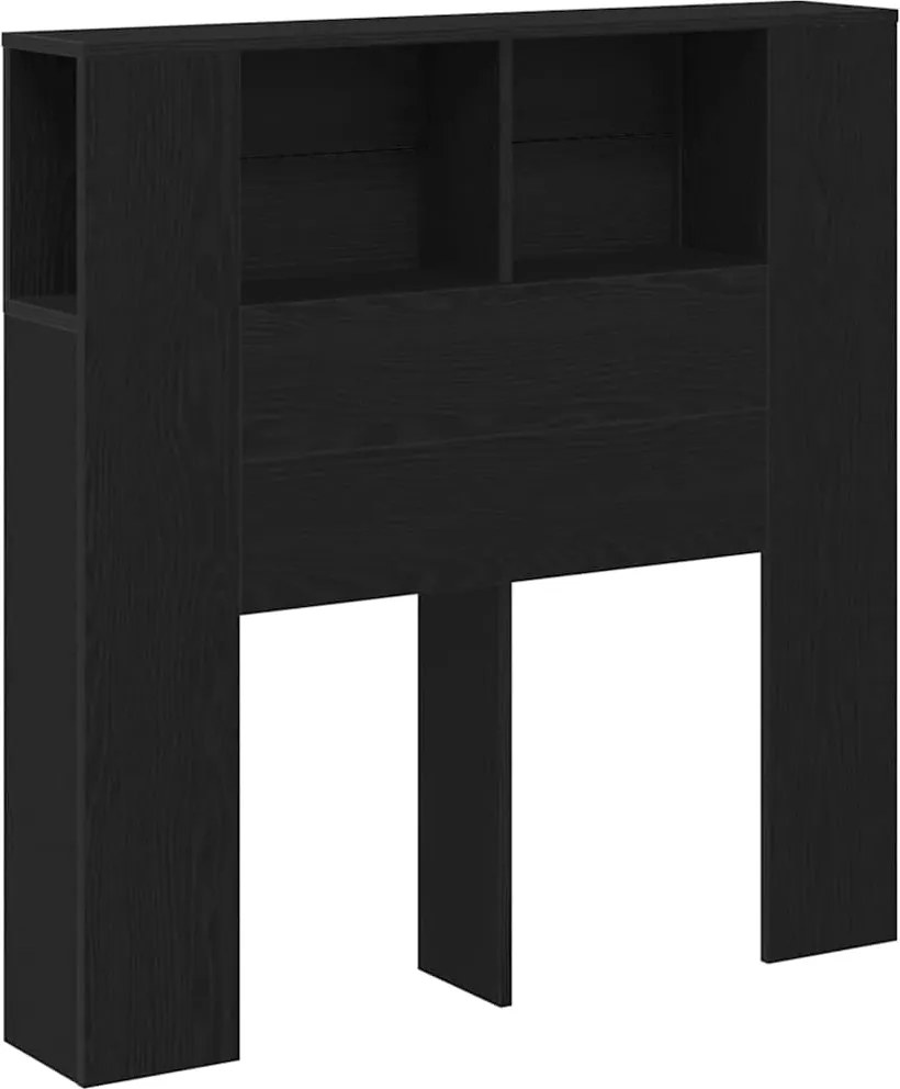 vidaXL Tablă de pat cu sertar cu raft Stejar Negru Lemn compozit