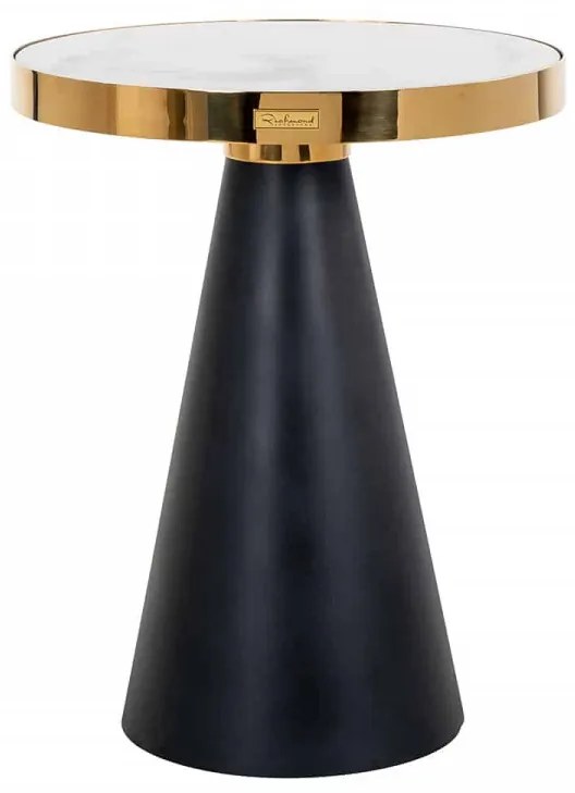 Masuta de cafea rotunda din marmură si otel Odin 55x45x45 cm alb/negru