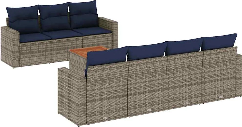 vidaXL Set canapele de grădină cu perne, 8 piese, gri, poliratan