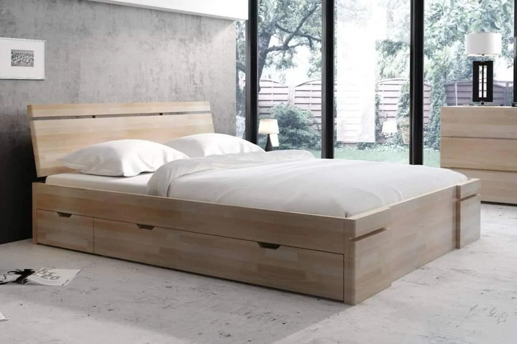 Pat lemn masiv TerraCraft Model 5 cu Sertar Fag Personalizabil