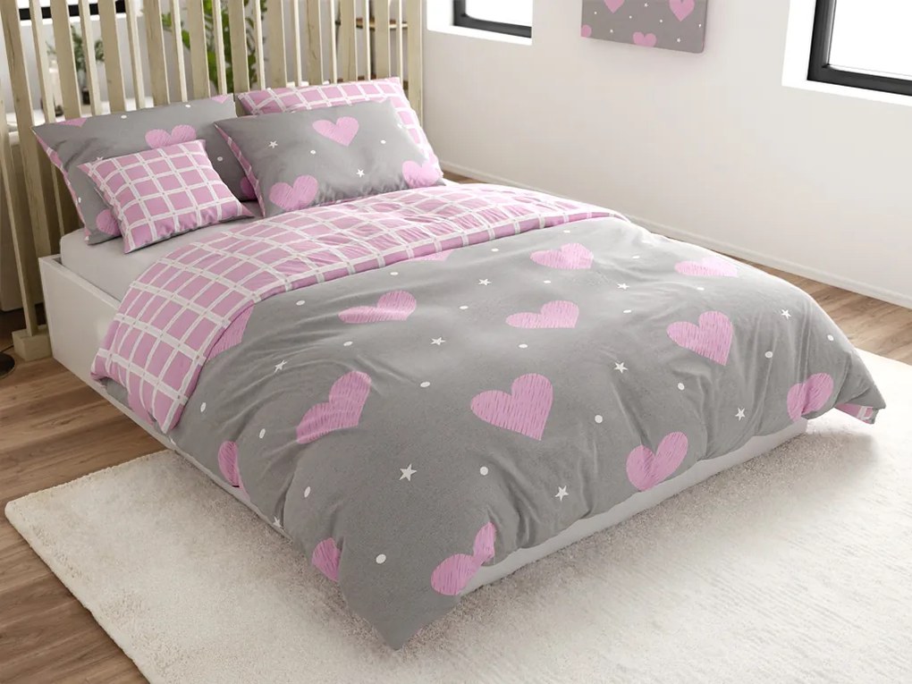 Lenjerie de pat creponata LOVEXA gri Dimensiune lenjerie de pat: 70 x 90 cm | 140 x 200 cm