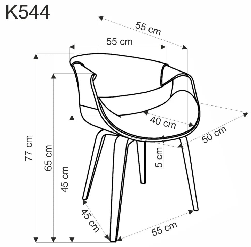 Scaun K544 gri/nuc H77 cm